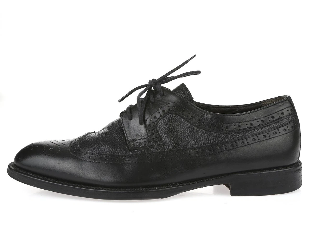 VTG Bruno Magli Black Leather Wing Tip Dress Shoes Mens Size 9.5 M Made In Italy Bruno Magli Leather Upper Wingtip Dress Shoes for Men for  main image 4