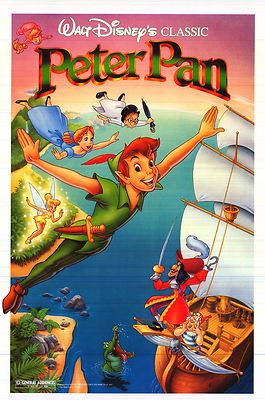 DISNEY POSTER ~~ Peter Pan Captain Hook 1988 Animation Print
