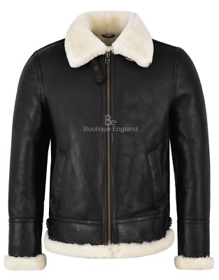 Herren B3 Lammfelljacke Echtleder Flieger RAF WW2 Bomber Pilotenjacke NV-65