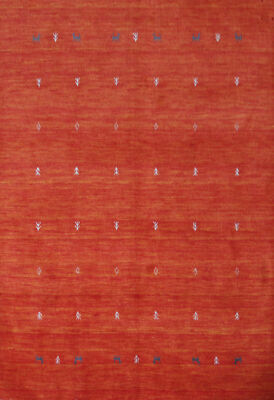 Luxurious Orange Hand-knotted Wool Rug Authentic Gabbeh Rug 5x6 ft.