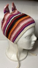 Knitted Alpaca Toddler Hat Made in Bolivia Fair Trade Boys Girls Unisex Pink vg