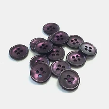 24 Buttons Pearlized Dark Purple Plastic 4-Hole Sew Through Sewing 14 mm #BL77