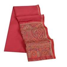 Sanskriti Vintage Long Pink Woolen Shawl Woven Scarf Throw Soft Stole