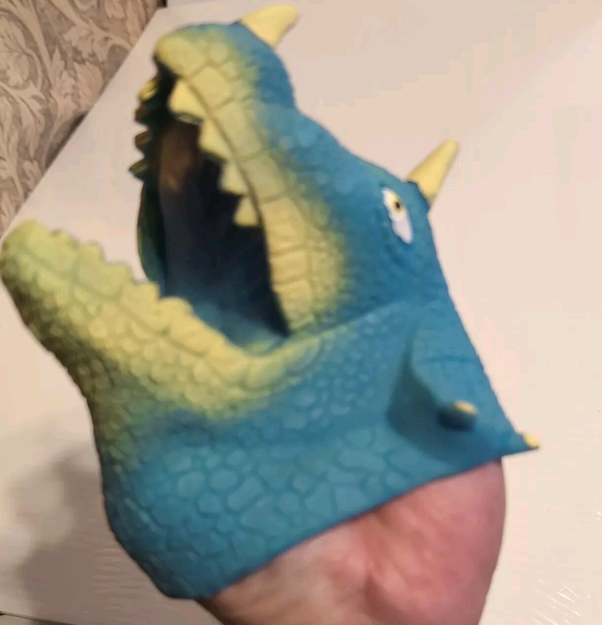 Vtg. Rubber Dinosaur Head Child's Hand Puppet Possiblely JA-RU Imperial?