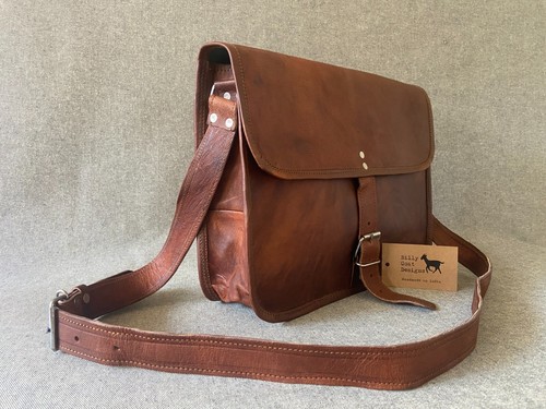Leather Bag 15" wide Satchel S15R Laptop Buckle Vintage Sam Road Bags - Picture 2 of 6