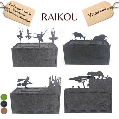 Set mit 4 Taschentuchboxen in den Designs Gothic, Farm, African und Ballerina