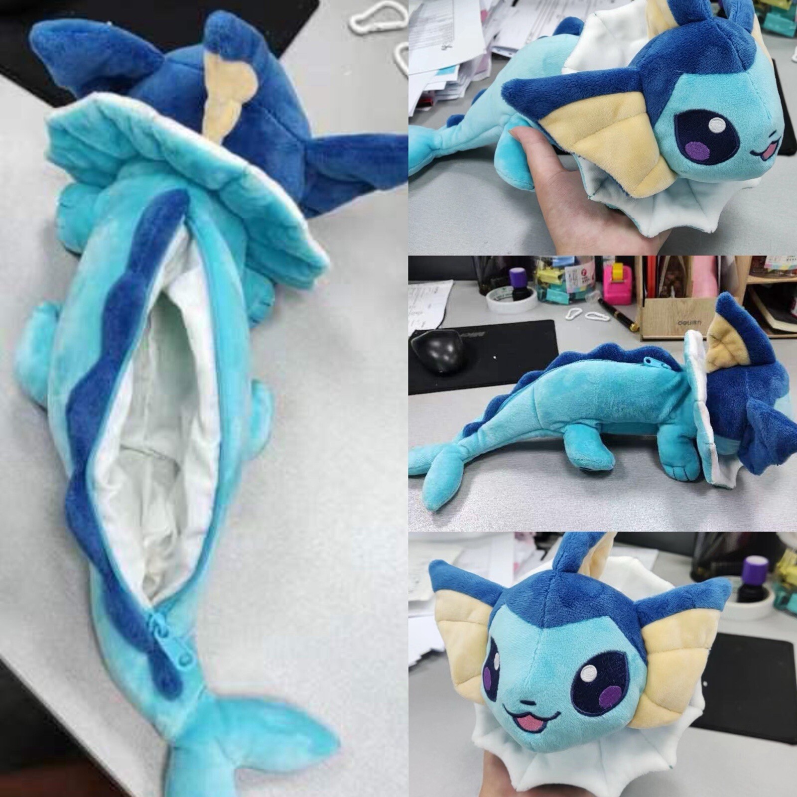 Pokemon Vaporeon plush fanmade storage pencil case