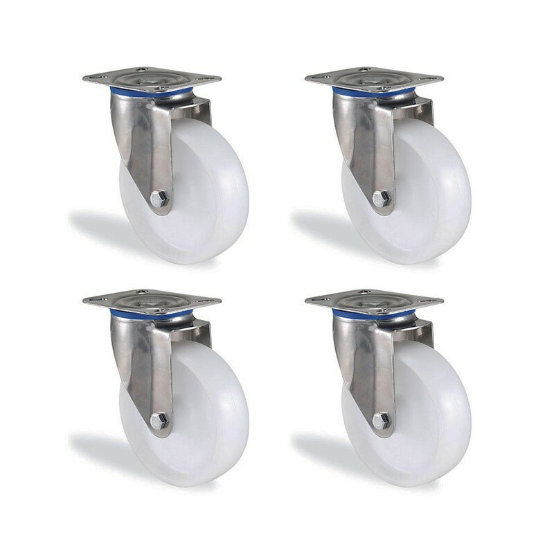 Roulettes pivotantes inox 150mm charge lourde 540kg pour chariot d'atelier