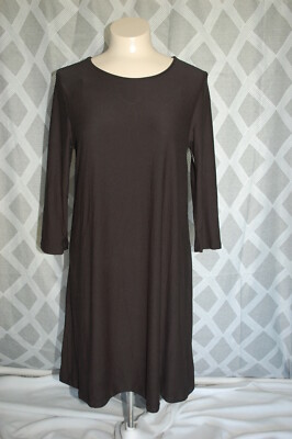 Womens BLACK KNIT DRESS 3/4 Sleeve KEYHOLE BACK Knee Lngth SIZE S M L 1X 2X  | eBay