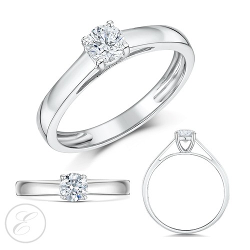 9ct Oro Bianco Diamante Solitario Fidanzamento Anello Quarto Terzo O Metà Carati