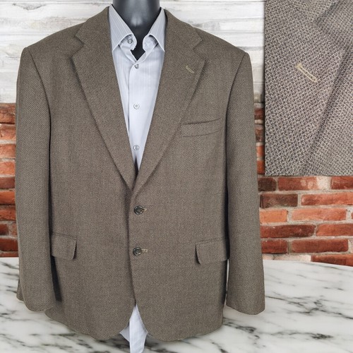 Croft & Barrow Jacket Blazer Mens 46R Brown Check Wool Ventless