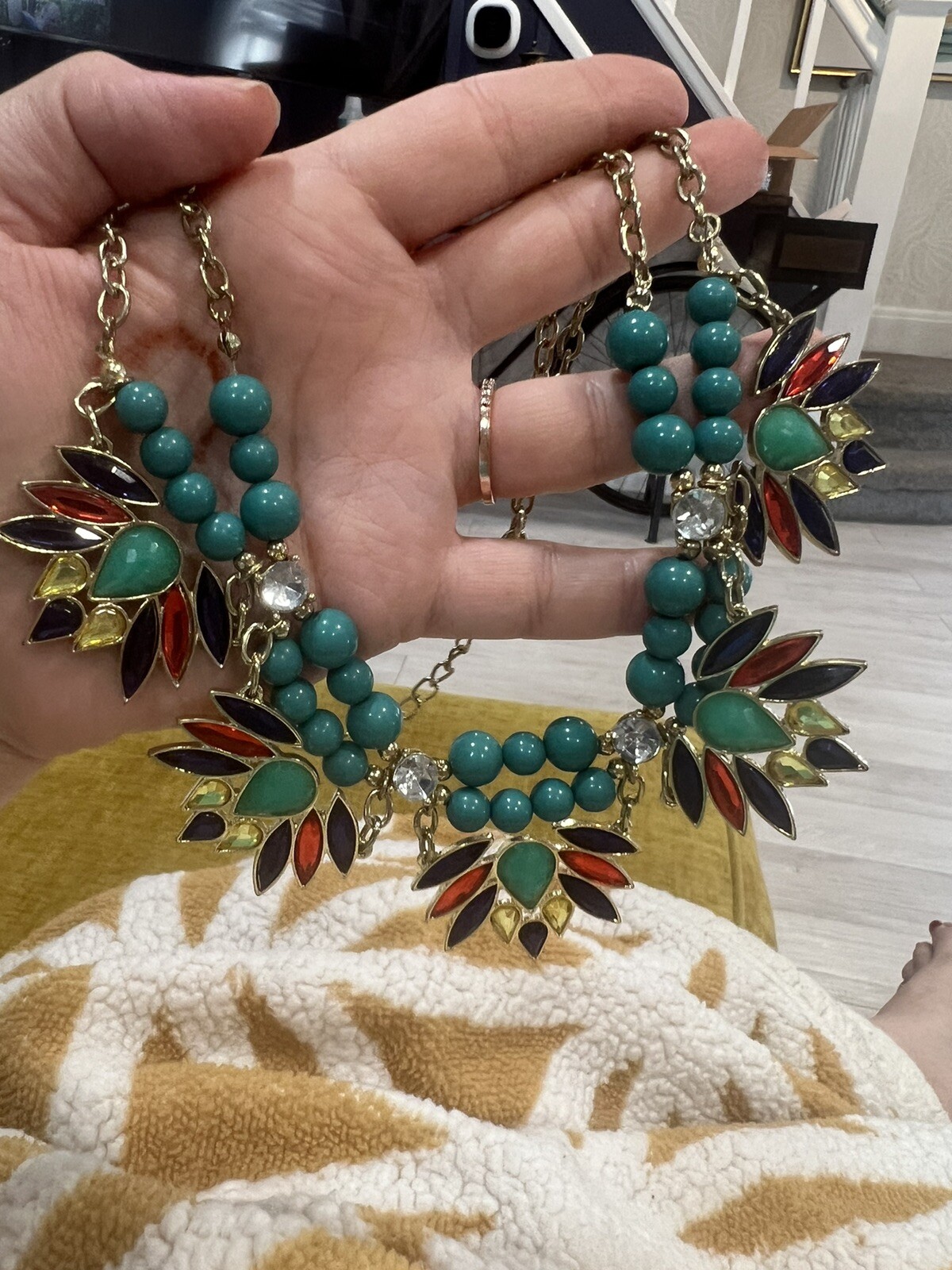 Multicolor Statement Necklace With Turquoise Tone… - image 5