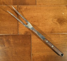 DE COLECCIÓN FLECHA DE SÍLEX INOXIDABLE 1/2 ESPIGA TENEDOR DE CARNE MANGO DE MADERA EE. UU.
