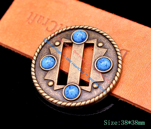 10X Turquoise Cowboy Western Saddle Tack DIY Leather Belt Slotted Concho 1-1/2" - Picture 4 of 12