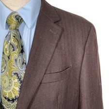 Ralph Lauren Blazer Men 42L Brown Pink Herringbone Wool Cashmere Sport Coat VTG