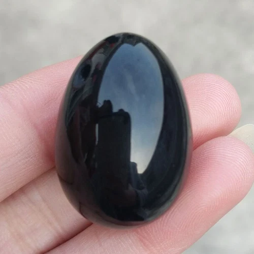 Natürlicher schwarzer Obsidian Kristall Ei Kugel magische Kugel Heilung Kegel Übungsstein - Bild 7 von 14