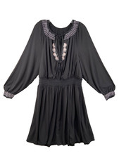 Torrid Dress 3X Black White Trim Smocked Long Sleeve Midi Boho Fairy Stretch