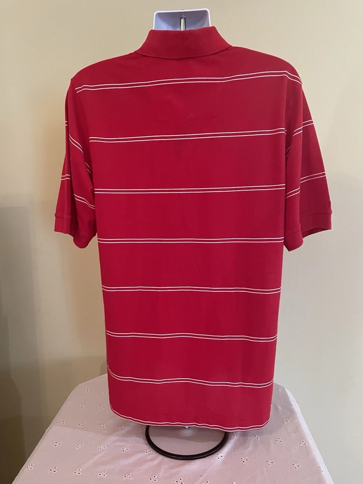Camisa Polo Page & Tuttle Para Hombres Firestone Rojo y Blanco Rayas Talla L Mezcla Algodón Foto 2 de 4