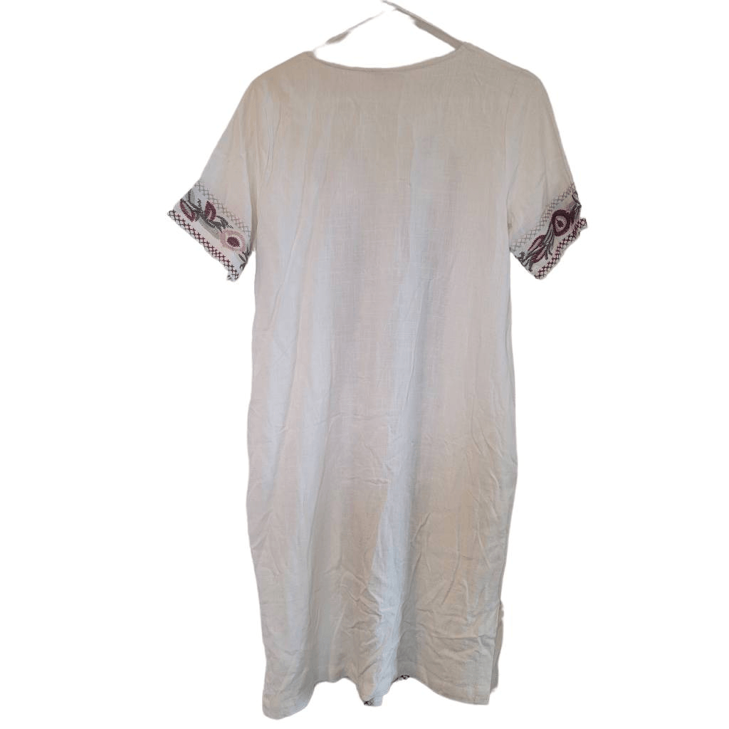 Orange Creek Women's White Rayon/Linen w Colorful Floral Embroidered Tunic  Dress | eBay