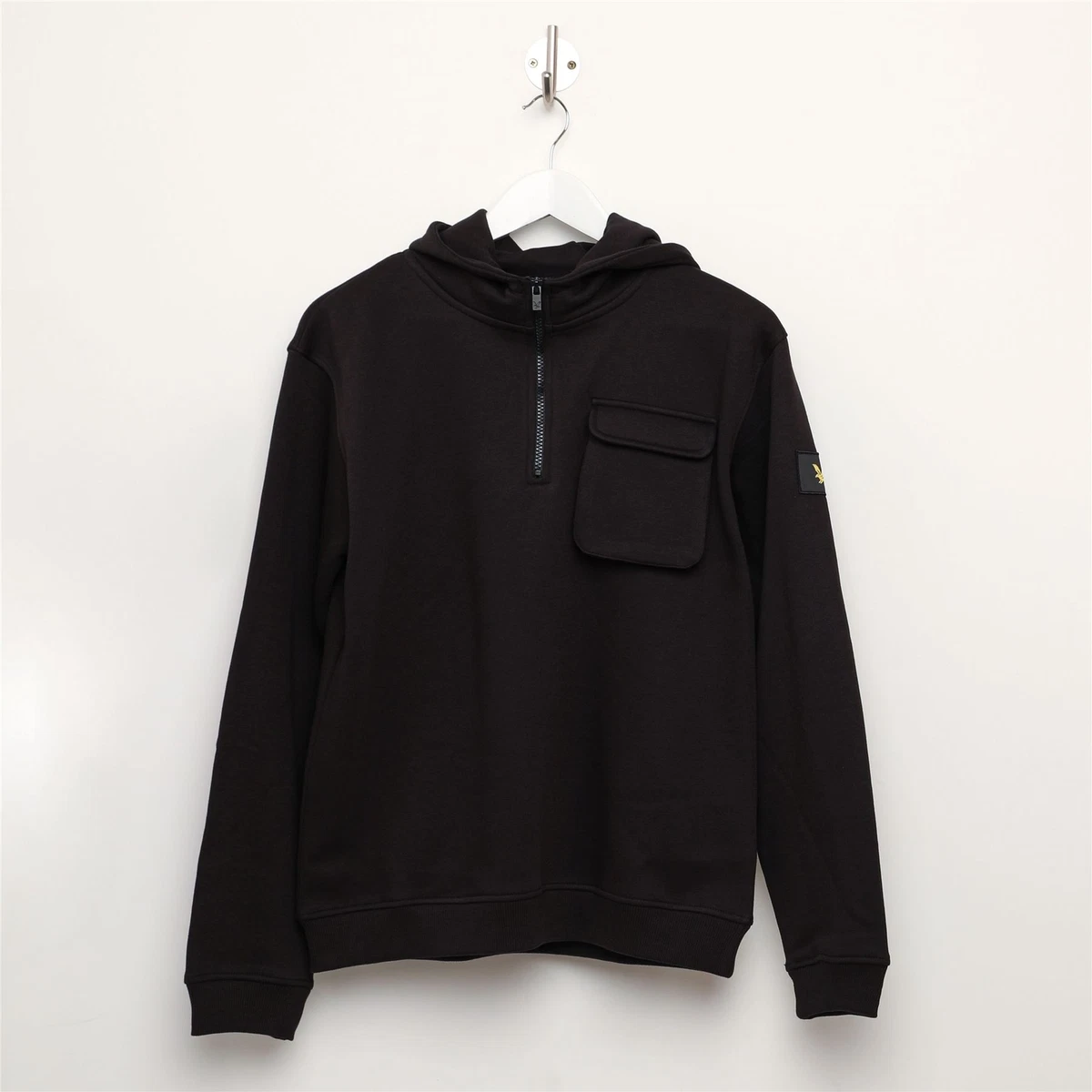 Boy s Lyle And Scott Pocket Quarter Zip Pullover Hoodie in Black