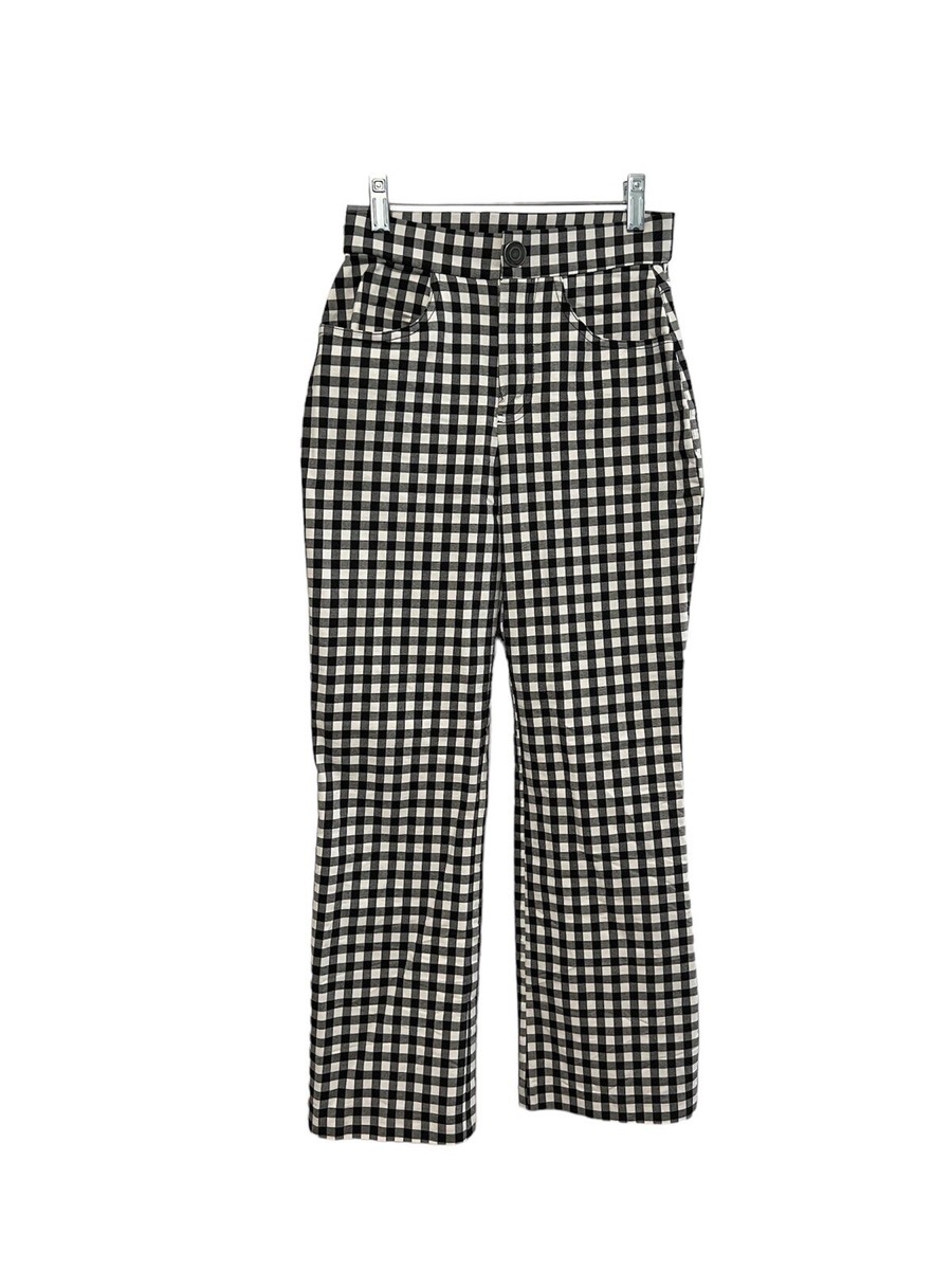 Free People Florence Black & White Gingham Crop Flare Pants Free People Florence Black & White Gingham Crop Flare Pants
