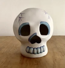 VINTAGE HALLOWEEN AMSCAN, INC PAINTED CERAMIC SKULL, DAY OF THE DEAD