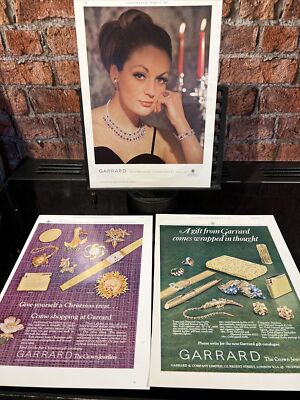1960er Garrard Gold Diamant Schmuck Original Vintage Farbwerbung 12,5 x 9'' x3