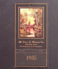 1935 RED OAK IOWA THOS D MURPHY CO ART CALENDARS SAMPLE BRIGHT SEPTEMBER EVEZ206