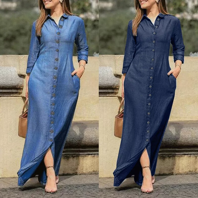 button down maxi dress