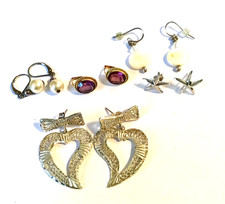 VTG 5 PAIRS STER. SILVER & GF PIERCED EARRINGS JEWELRY LOT(JCM,CW,JOSE Signed)