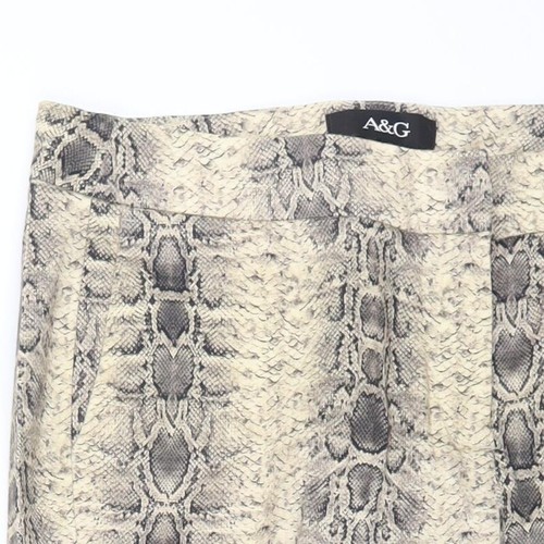 Pantalones de mezclilla rectos de algodón con estampado de animales beige para mujer talla 14 L26 con cremallera regular - - Imagen 3 de 12