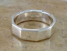 HIGH POLISH .925 STERLING SILVER 8mm HEXAGON BAND RING size 12 style r2206