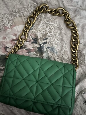 Zara Green Quilted Chain Handbag UK
