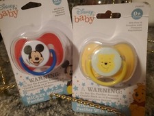 Disney Baby Mickey Mouse And Pooh Bear Pacifiers with Covers Set of 2