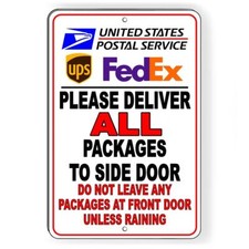 Deliver All Packages To Side Door Do Not Leave At Front Unless Raining