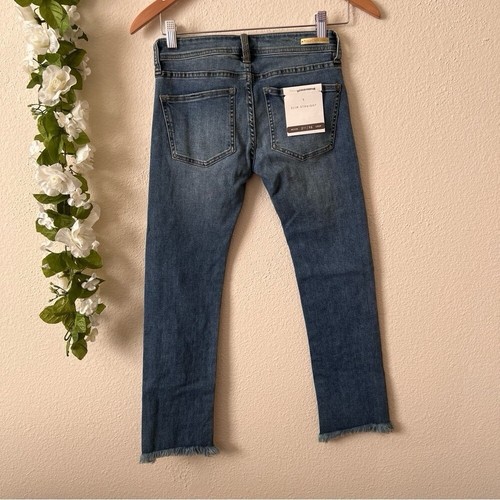NWT $158 24P Anthropologie Petite Mid Rise Crop Slim Straight Beaded Crop Jeans - Picture 11 of 11