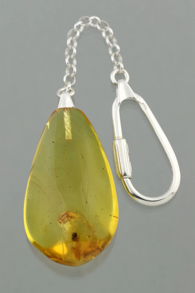 Fossil SPIDER Genuine BALTIC AMBER Drop Silver KEYRING KEYCHAIN 11.6g 211103-2 - Image 3 of 4