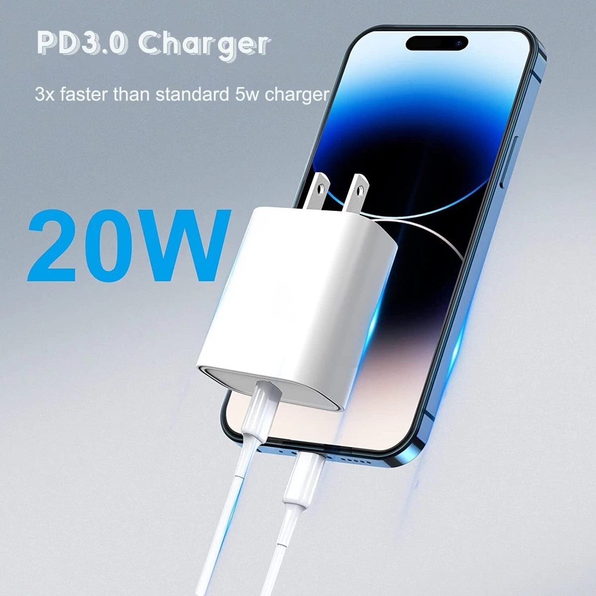 Cargador rápido PD 20W para iPhone 13 12 11 14 Pro Max USB C carga