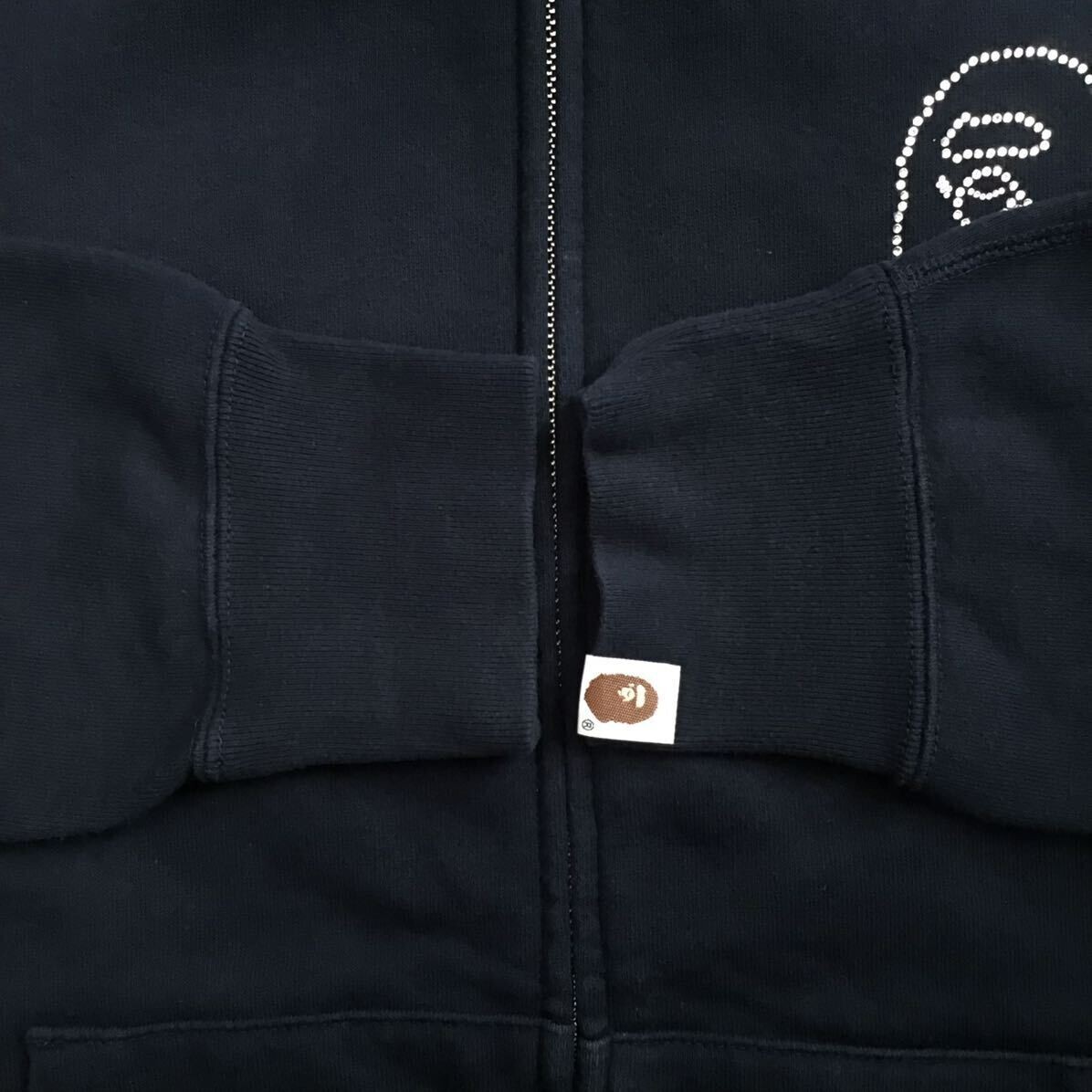 BAPE HEAD Swarovski logo full zip hoodie Navy A Bathing Ape Size L