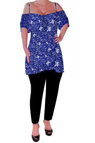 Womens Off The Shoulder Strappy Cami Vest, Tunic Blouse Cold Shoulder Swing Top - Picture 30 of 52