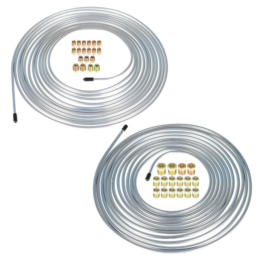 25 Ft. of 3/16 and 1/4 ZincCoated Brake Line Tubing Kit 32 Fittings eBay