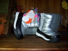 WONDER NATION GIRLS TODDLER PUFFY WINTER BOOTS SILVER SIZE 7 TEMP RATED WATER R