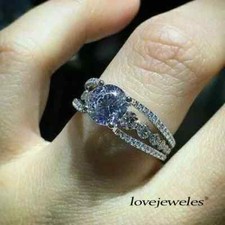 Lab-Created 2.28CT Round Cut Diamond 14K White Gold Over Engagement Wedding Ring