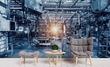 3D Industrial Factory Interior Self-adhesive Removeable Wallpaper Wall Mural