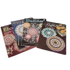 Vtg 50's MCM Doily Pattern Books Lot of 4 Colorful Ruffled MODERN Design Doilies