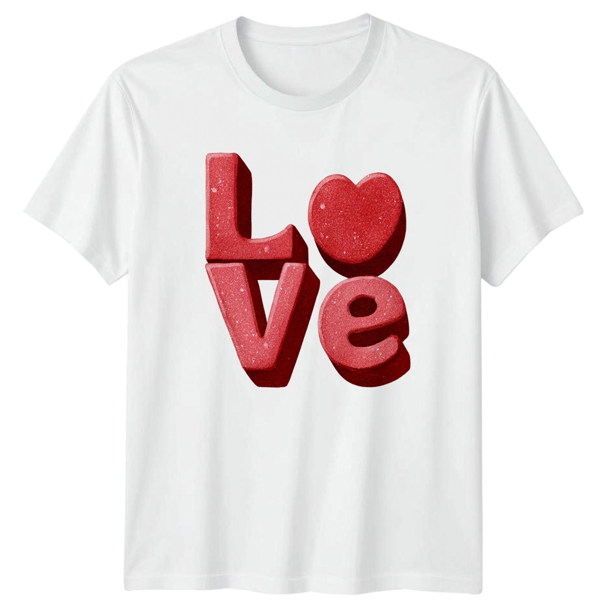 Camiseta Love Glitter Heart Gráfico Hombre Mujer Camiseta Unisex Top