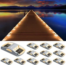 AGPTEK Solar Driveway Lights 12 Pack, Outdoor Deck Dock 12 Warm White 