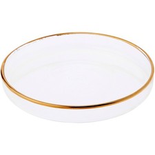 Plymor 4" x 4" Round Glass Display Tray Gold Rim 