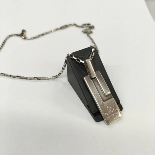 GUCCI Collana Ciondolo Catena Argento Uomo Lusso Marca Targa Moda Italia Rara