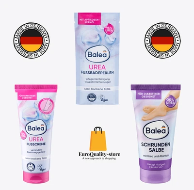 Pack Soin Pieds Urea Balea -Crème 10% + Baume Crevasses 25% + Perles de Bain- DM - Photo 1/4